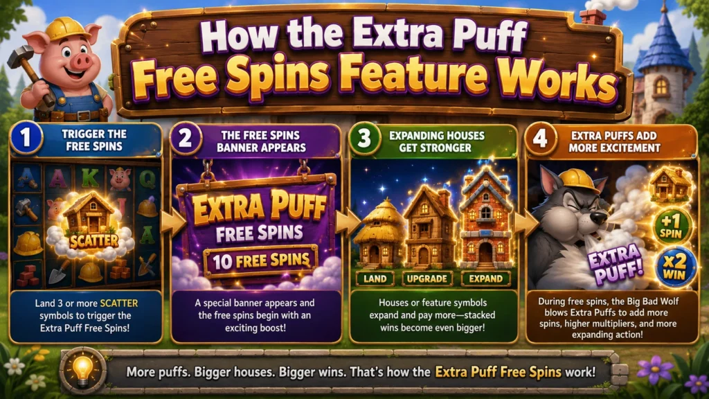 How Huff N’ Puff House-Building Free Spins Work